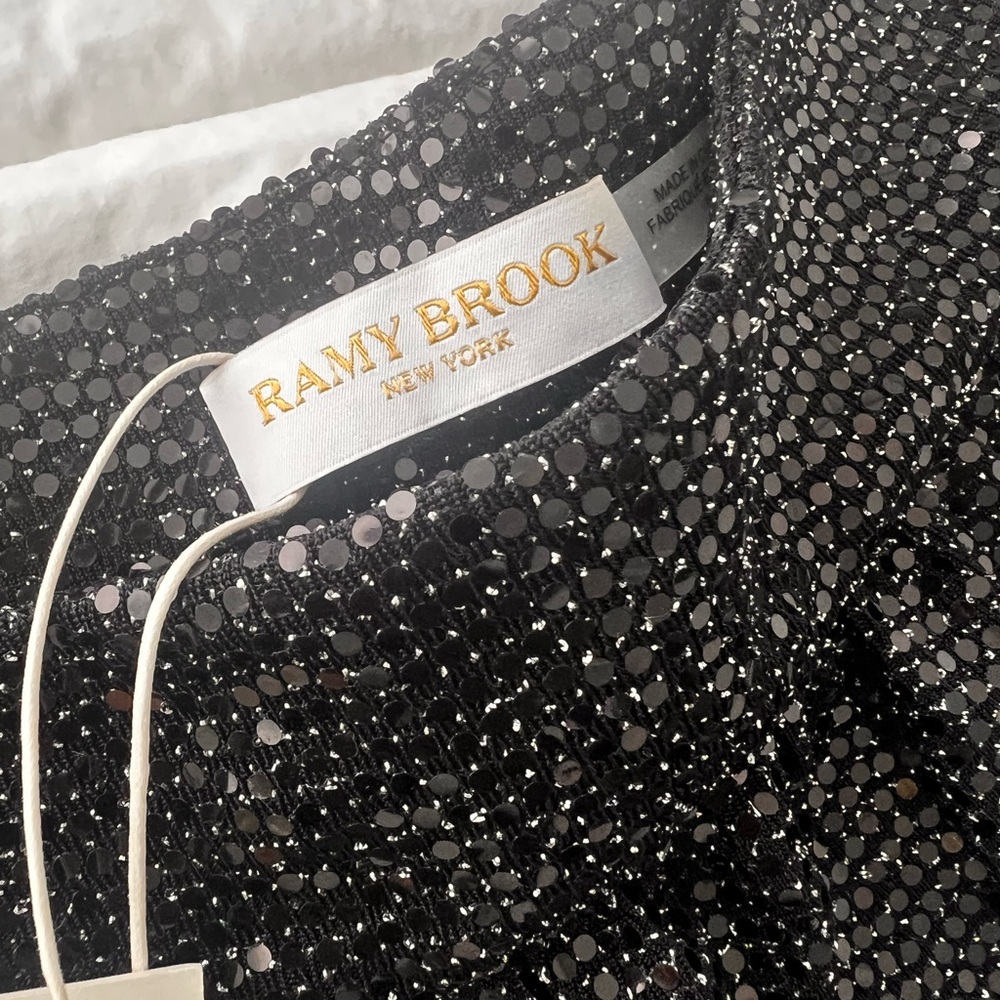 Ramy Brook Sparkling Black Sequin Top